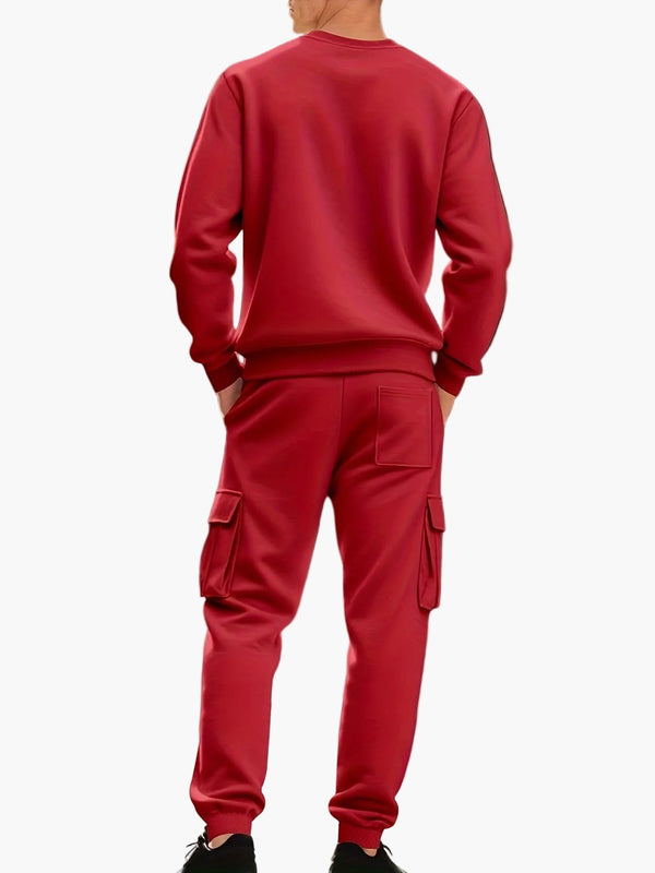 Men's Cargo Tracksuit 2 Piece Hoodie Jogger Set