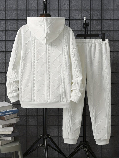 Men's Hoodie Tracksuit 2 Piece Fleece Jogging Set Warm