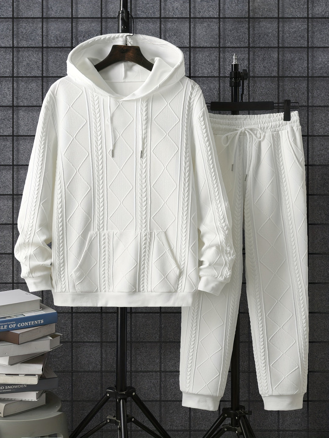 Men's Hoodie Tracksuit 2 Piece Fleece Jogging Set Warm