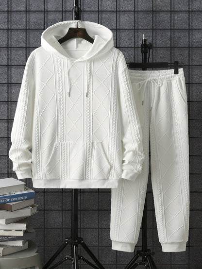 Men's Hoodie Tracksuit 2 Piece Fleece Jogging Set Warm