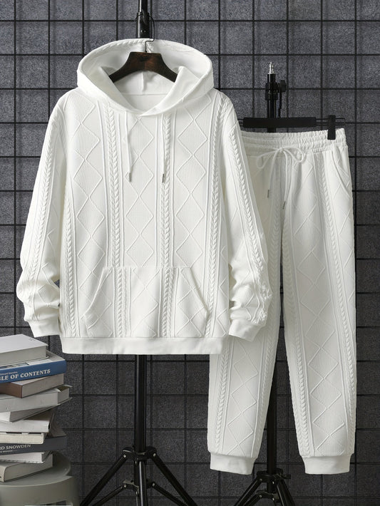 Men's Hoodie Tracksuit 2 Piece Fleece Jogging Set Warm