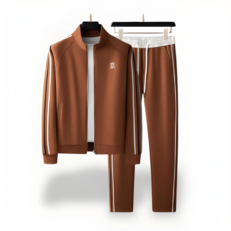 Men's Tracksuit Set 2 Piece Stripe Design Stand Collar