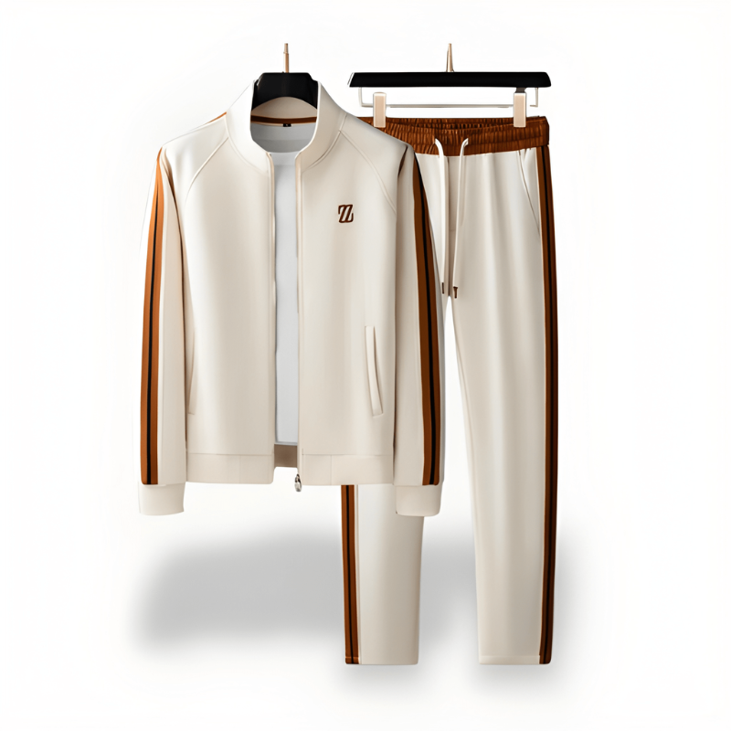 Men's Tracksuit Set 2 Piece Stripe Design Stand Collar