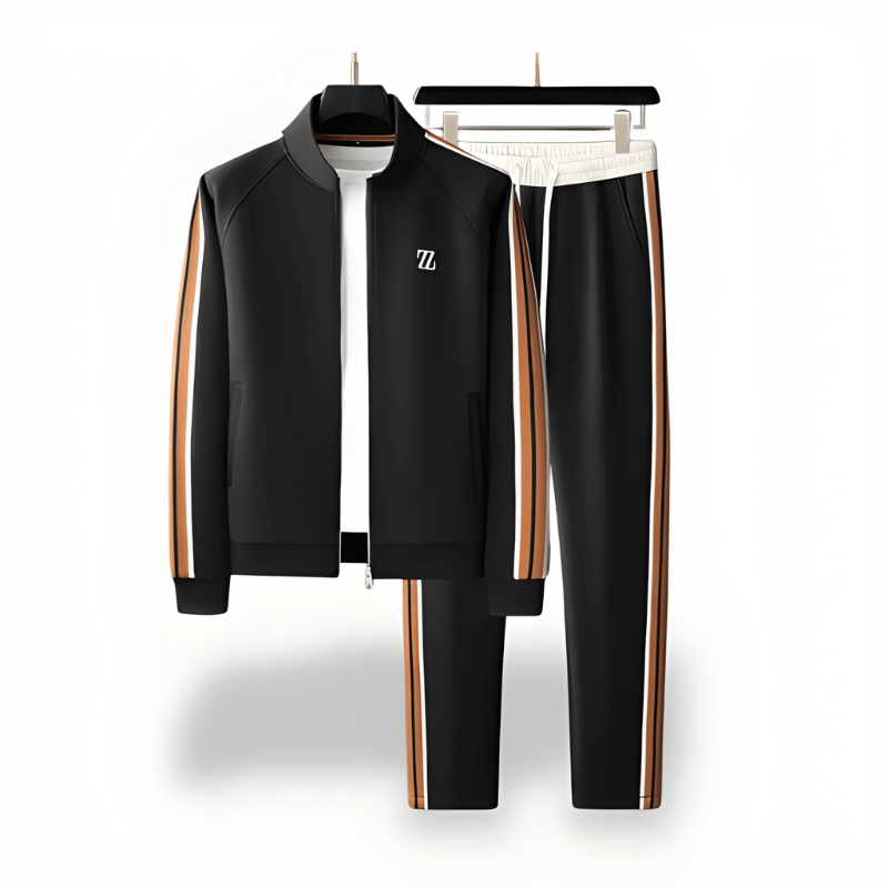 Men's Tracksuit Set 2 Piece Stripe Design Stand Collar