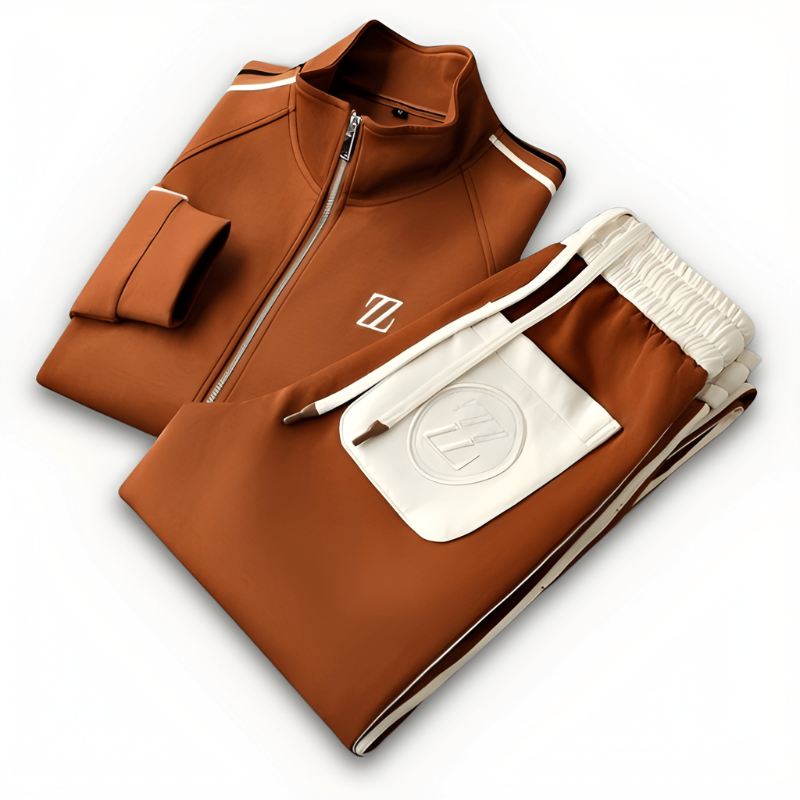 Men's Tracksuit Set 2 Piece Stripe Design Stand Collar