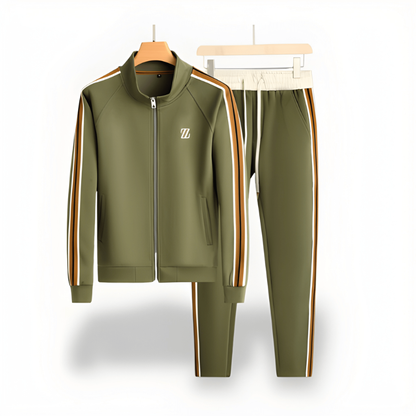 Men's Tracksuit Set 2 Piece Stripe Design Stand Collar