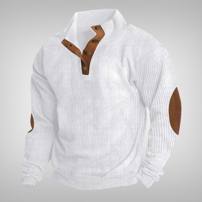 Men's Button Collar Sweater Warm Knit Pullover Cosy