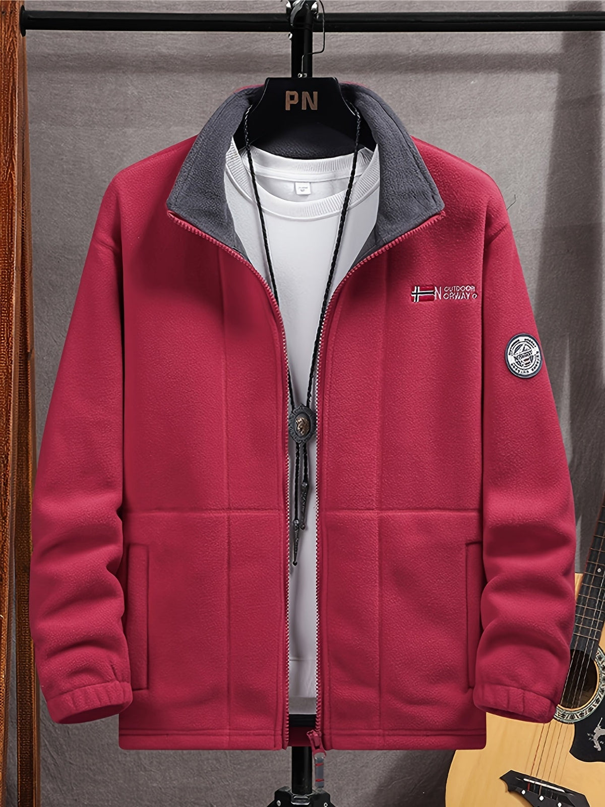 Men's Fleece Jacket Outdoor Zip Up Warm Casual Lightweight