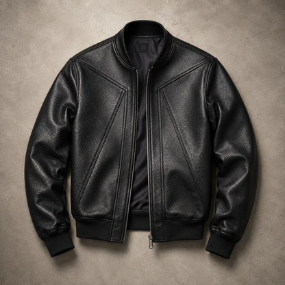 Women's Grained Faux Leather Bomber Jacket | Modern Cropped Flight Style 0