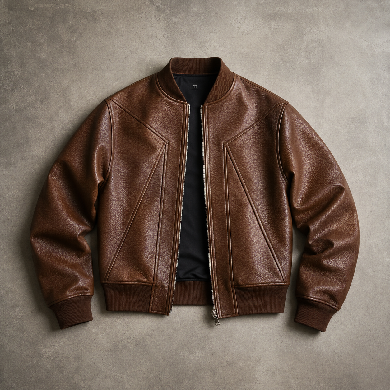 Women's Grained Faux Leather Bomber Jacket | Modern Cropped Flight Style 1