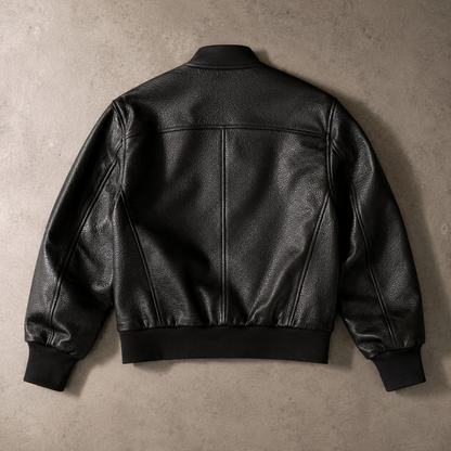 Women's Grained Faux Leather Bomber Jacket | Modern Cropped Flight Style 3