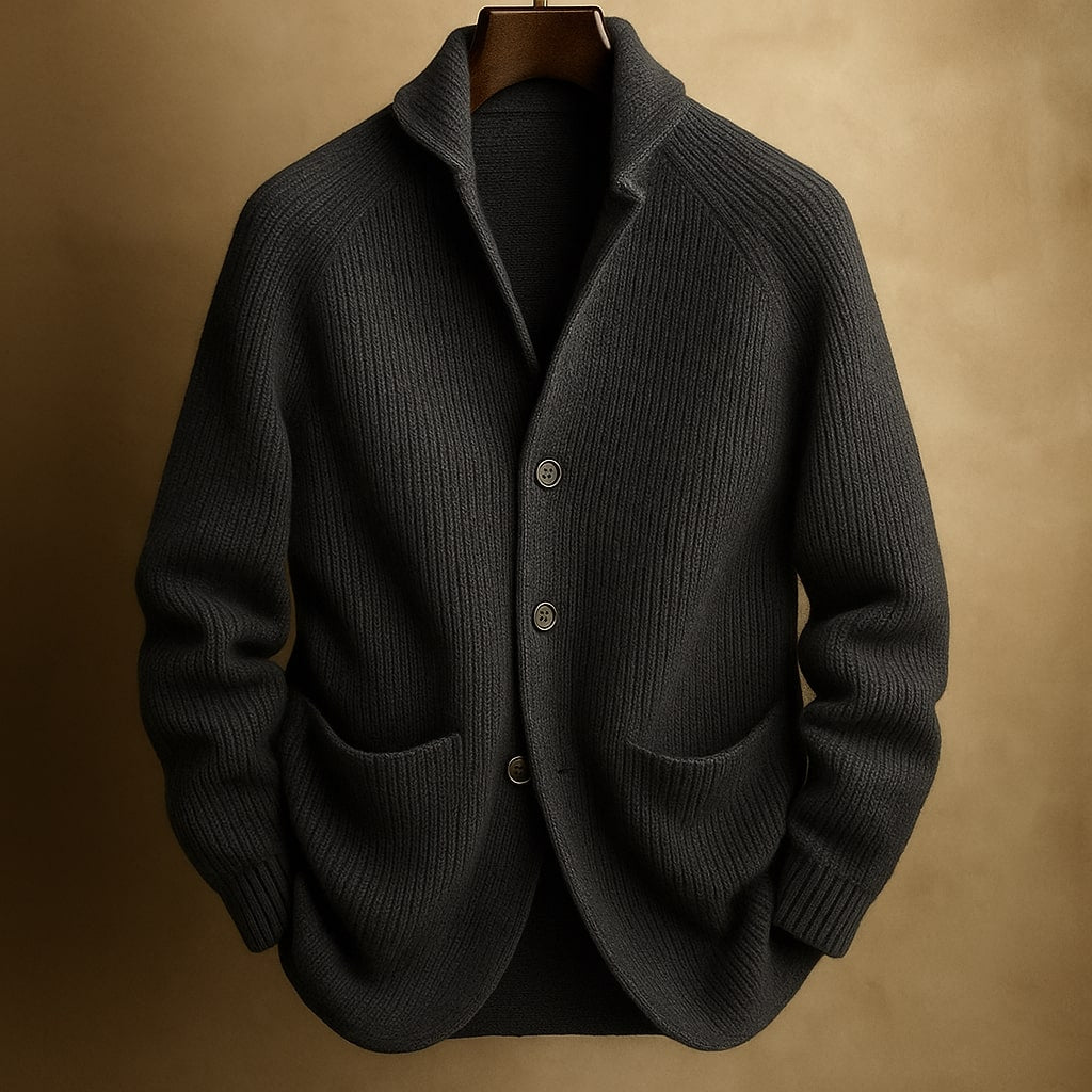 Women's Heavyweight Knit Cardigan | Cozy Button-Front Black Cardigan Sweater 4