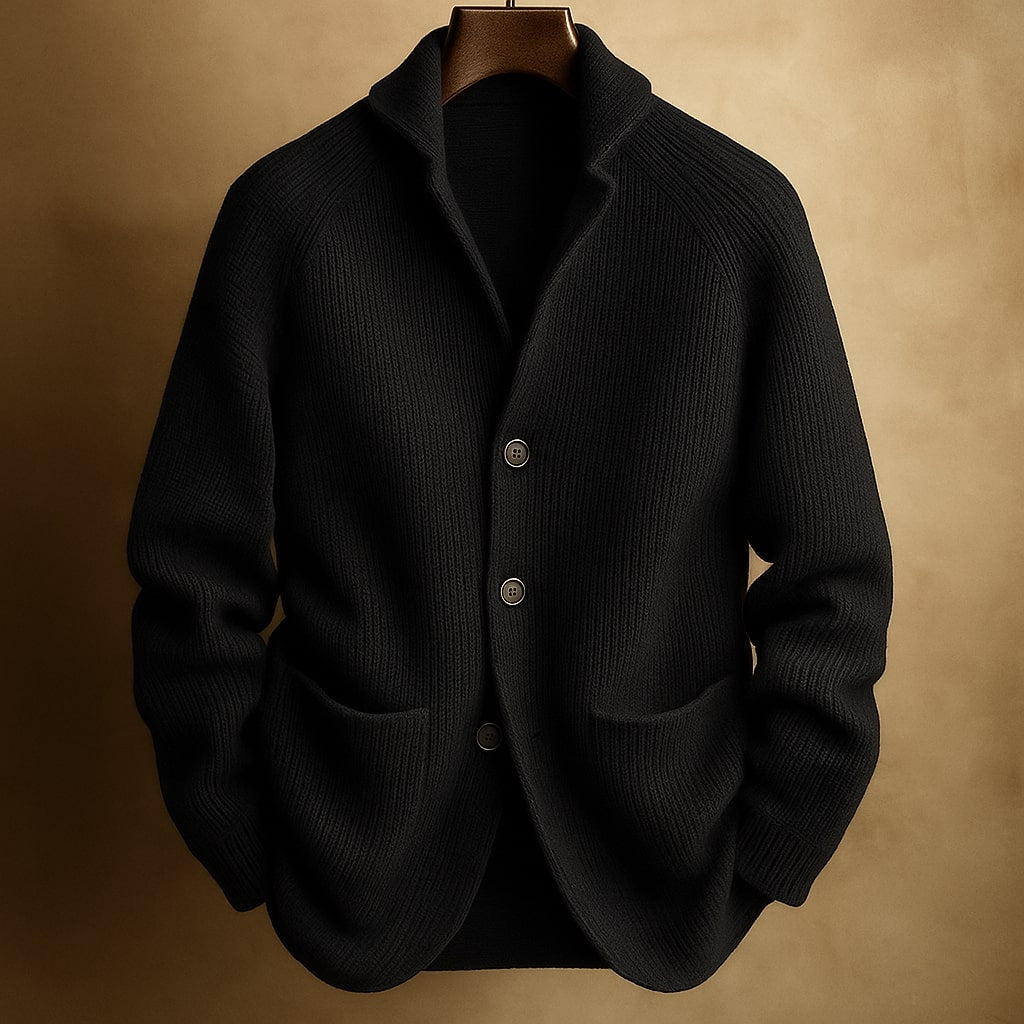 Women's Heavyweight Knit Cardigan | Cozy Button-Front Black Cardigan Sweater 5