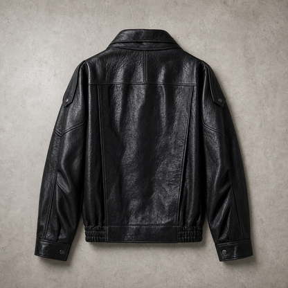 Women's Pebbled Faux Leather Biker Jacket | Relaxed Oversized Autumn Outerwear 3