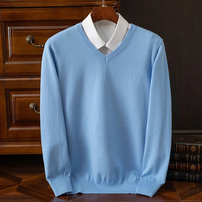 Women's Premium Cashmere V-Neck Sweater | Ultra-Soft Tailored Fit for Winter 1