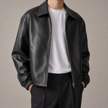 Women's Textured Faux Leather Jacket | Boxy Cropped Stylish Layering Coat 1