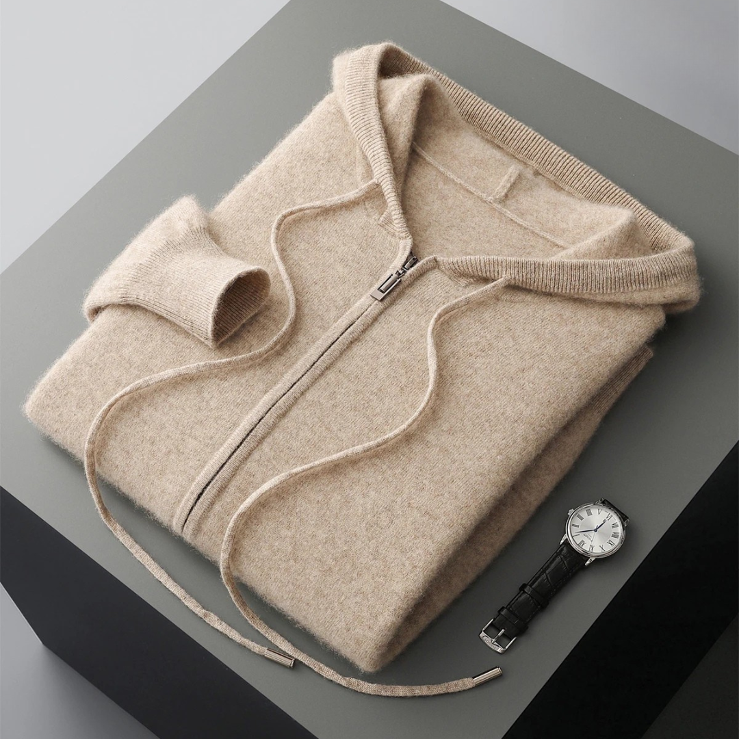 Women's Ultra-Soft Cashmere Zip Hoodie | Modern Relaxed Winter Sweatshirt 0