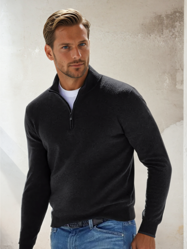 Men's Zip Through Sweater Practical Knit Pullover Stylish