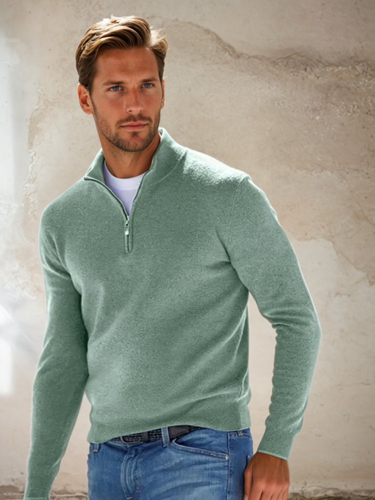 Men's Zip Through Sweater Practical Knit Pullover Stylish