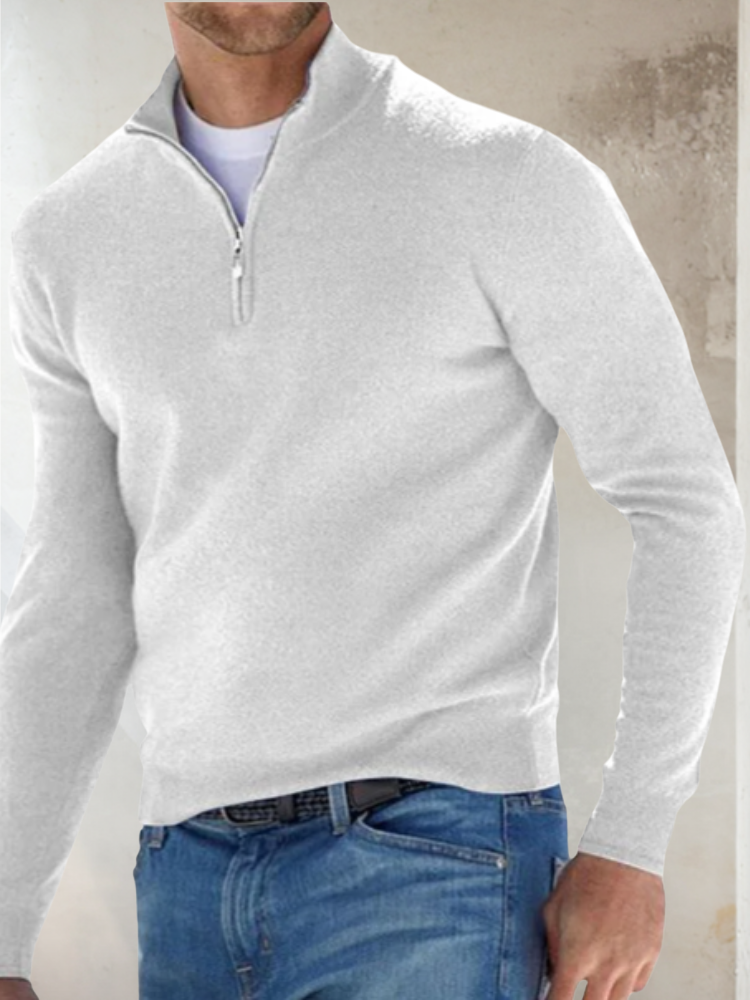 Men's Zip Through Sweater Practical Knit Pullover Stylish