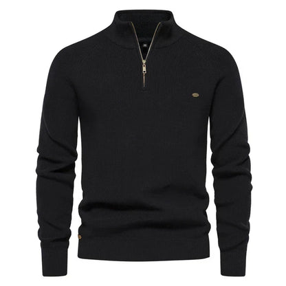 Men's Zip Neck Sweater Classic Knit Pullover Timeless