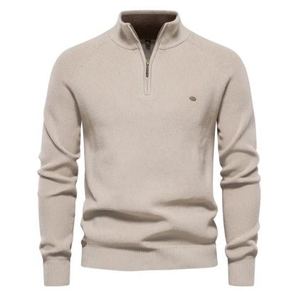 Men's Zip Neck Sweater Classic Knit Pullover Timeless