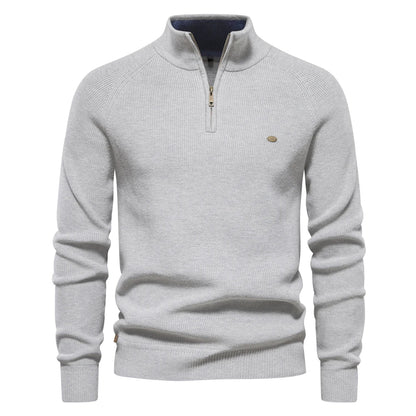 Men's Zip Neck Sweater Classic Knit Pullover Timeless