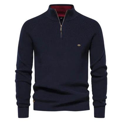 Men's Zip Neck Sweater Classic Knit Pullover Timeless
