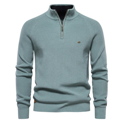 Men's Zip Neck Sweater Classic Knit Pullover Timeless