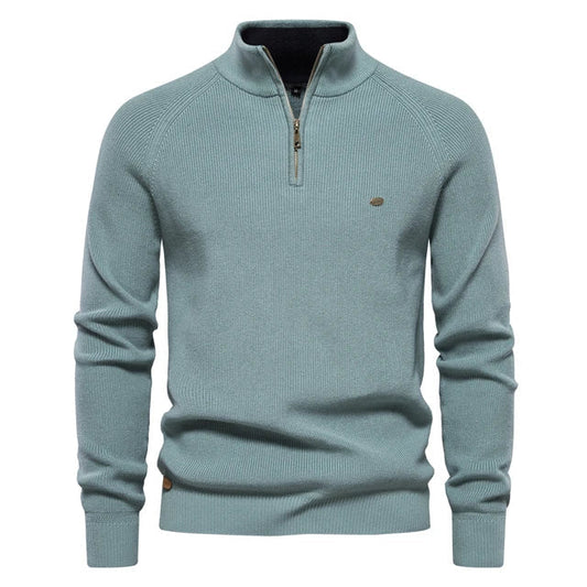 Men's Zip Neck Sweater Classic Knit Pullover Timeless