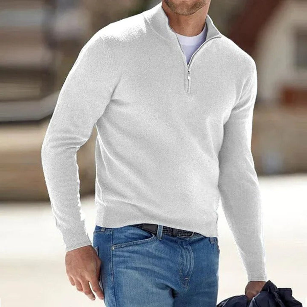 Men's Quarter Zip Sweater Refined Knit Pullover Elegant