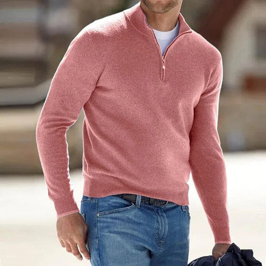 Men's Quarter Zip Sweater Refined Knit Pullover Elegant