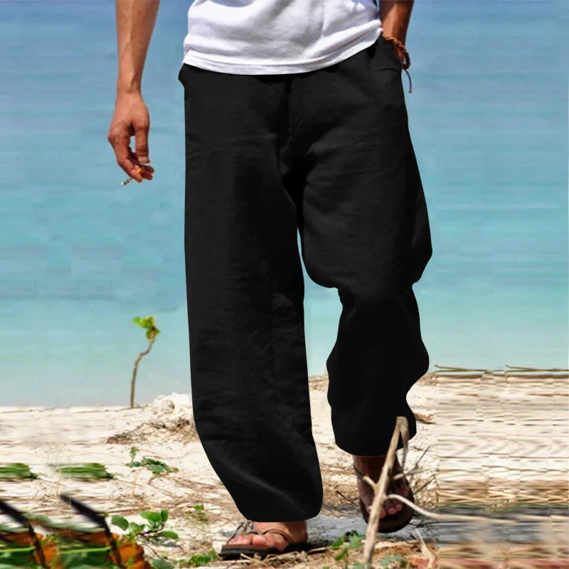 Men's Linen Summer Pants Lightweight Relaxed Casual