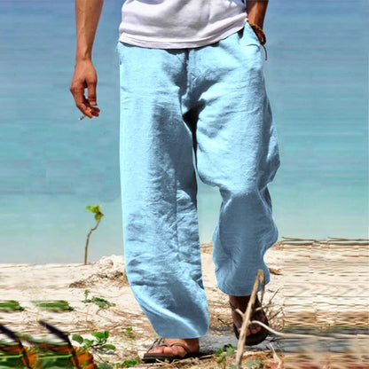 Men's Linen Summer Pants Lightweight Relaxed Casual