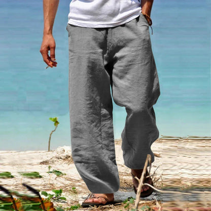 Men's Linen Summer Pants Lightweight Relaxed Casual