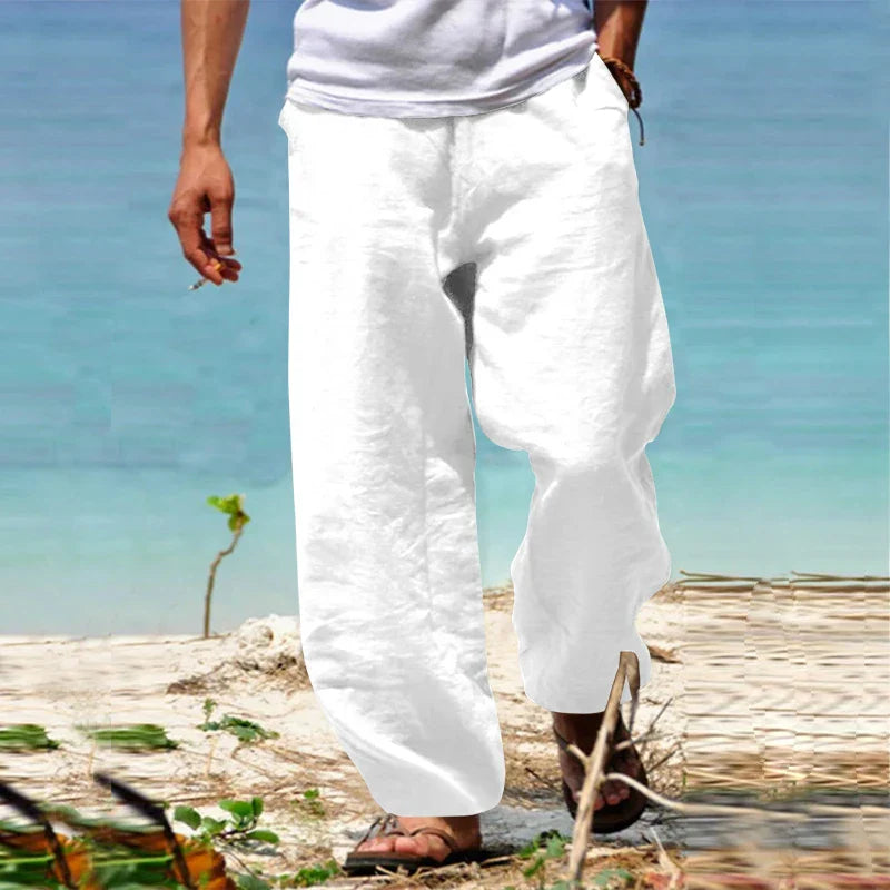 Men's Linen Summer Pants Lightweight Relaxed Casual