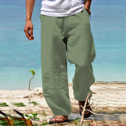 Men's Linen Summer Pants Lightweight Relaxed Casual