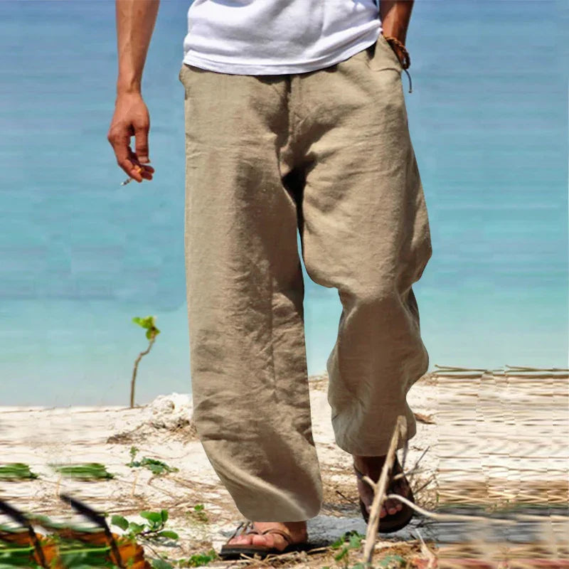 Men's Linen Summer Pants Lightweight Relaxed Casual