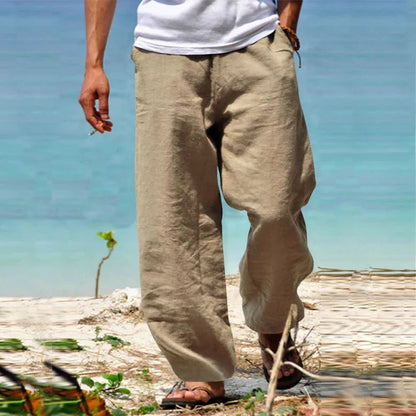 Men's Linen Summer Pants Lightweight Relaxed Casual