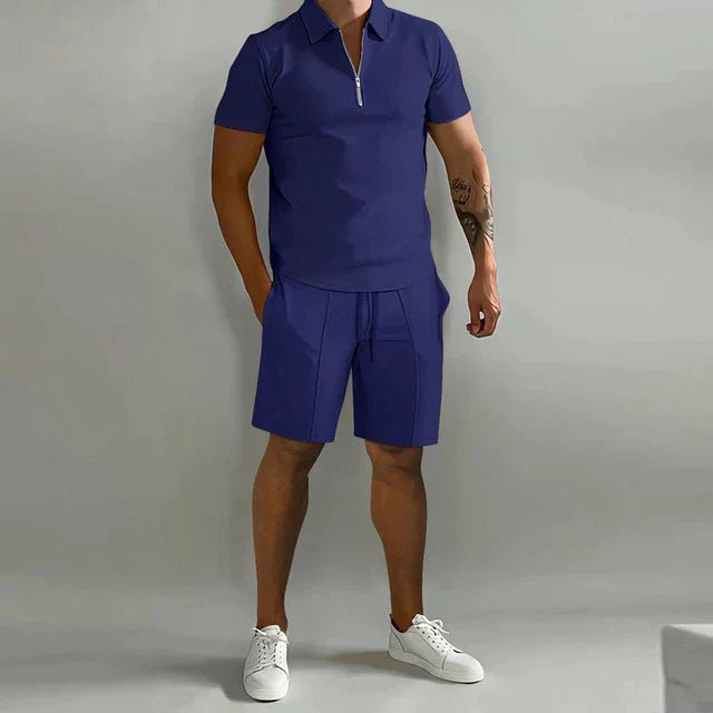 Men's Summer Polo Set 2 Piece Shorts Outfit Casual