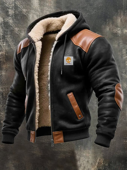 Men's Vintage Suede Leather Jacket Warm Lined