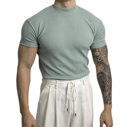 Men's Fitted Ribbed Knit Top Slim Muscle Fit