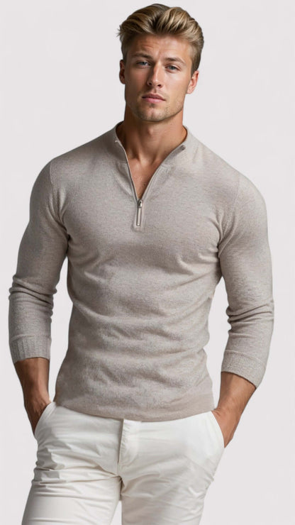 Men's Half-Zip Sweater Luxury Knit Warm Pullover