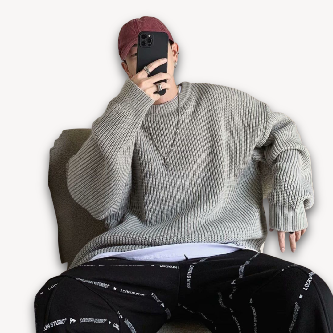 Men's Casual Oversized Knit Sweater Soft Winter Wear