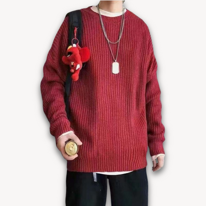 Men's Casual Oversized Knit Sweater Soft Winter Wear