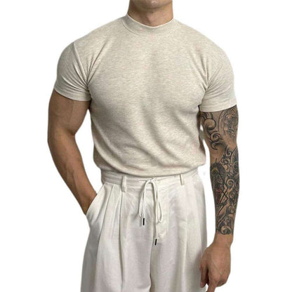 Men's Fitted Ribbed Knit Top Slim Muscle Fit