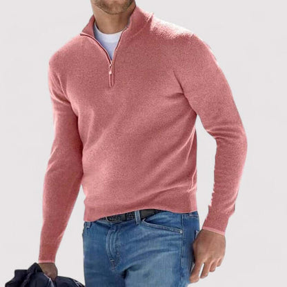 Men's Half-Zip Sweater Luxury Knit Warm Pullover