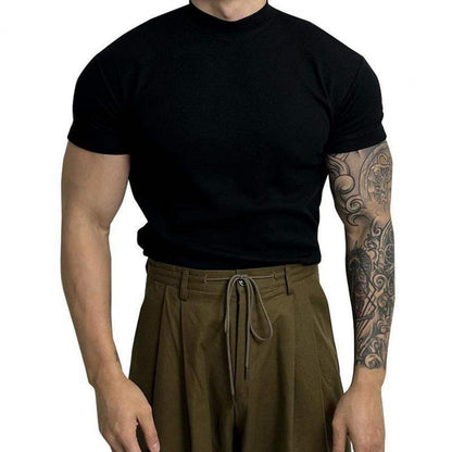 Men's Fitted Ribbed Knit Top Slim Muscle Fit