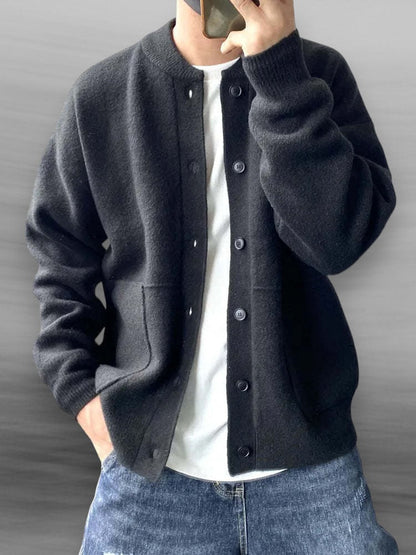 Men's Knitted Cardigan Warmth Style Ribbed Cuffs