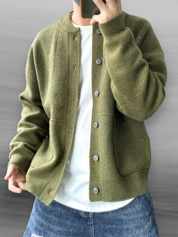 Men's Knitted Cardigan Warmth Style Ribbed Cuffs